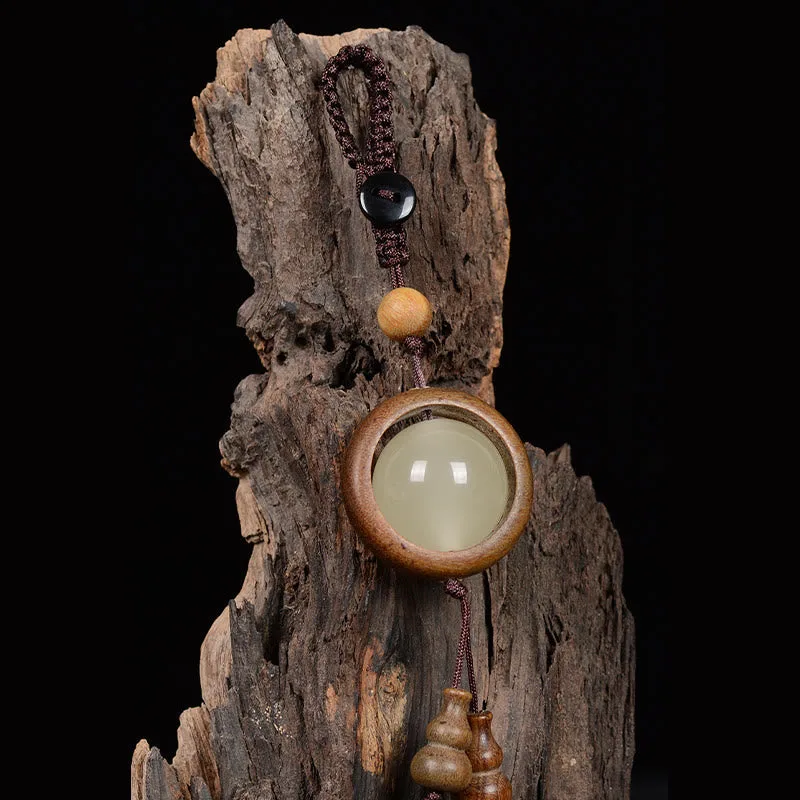 Mythstone Red Sandalwood Ebony Wood Green Sandalwood Luminous Lucky Bead Gourd Peace Key Chain - Image 17