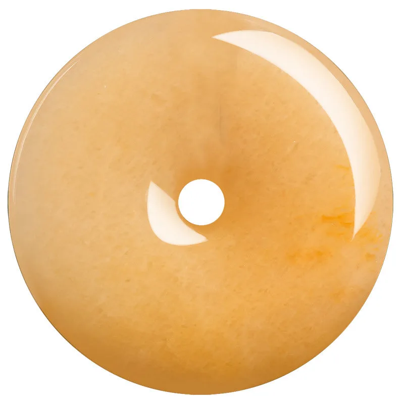 Mythstone Round Golden Silk Jade Peace Buckle Wealth Pendant Necklace - Image 10