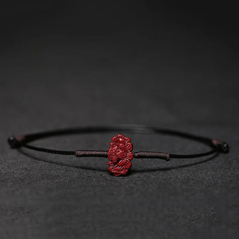 Mythstone - Handmade Plum Blossom Four Leaf Clover PiXiu Lotus Koi Fish Cinnabar Blessing Braid Bracelet - Image 22