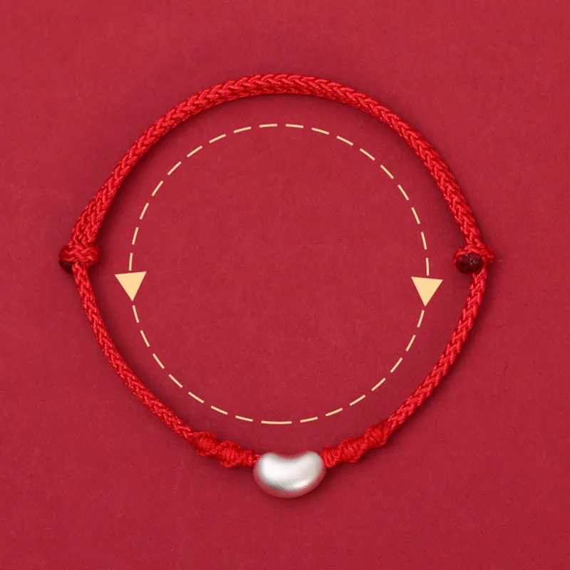 Mythstone 999 Sterling Silver Bean Design Luck Connection Handmade Braided Bracelet - Image 8