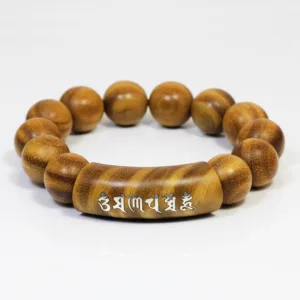 Mythstone 999 Sterling Silver Green Sandalwood Om Mani Padme Hum Dragon Phoenix Dharmachakra Inlaid Peace Bracelet