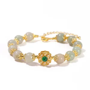 Mythstone Natural Jade Prosperity Bead Chain Bracelet