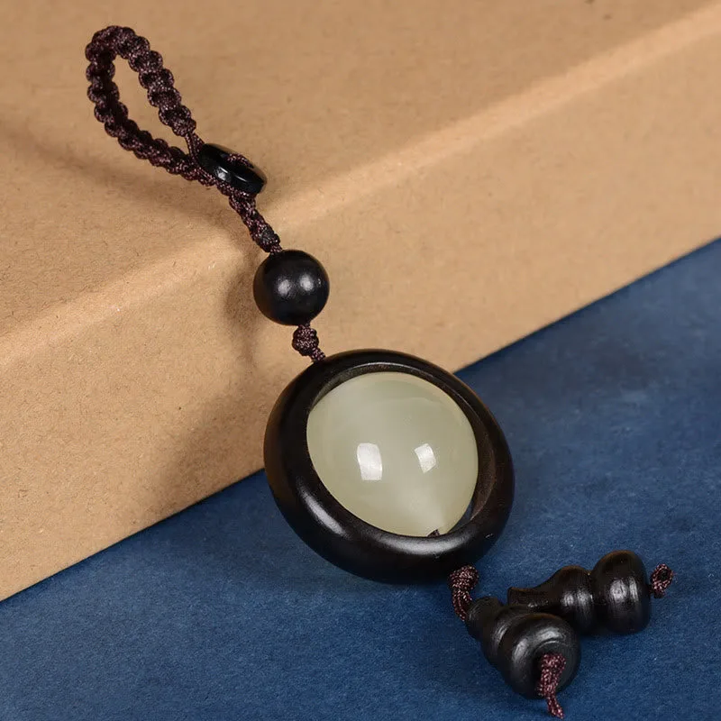 Mythstone Red Sandalwood Ebony Wood Green Sandalwood Luminous Lucky Bead Gourd Peace Key Chain - Image 10