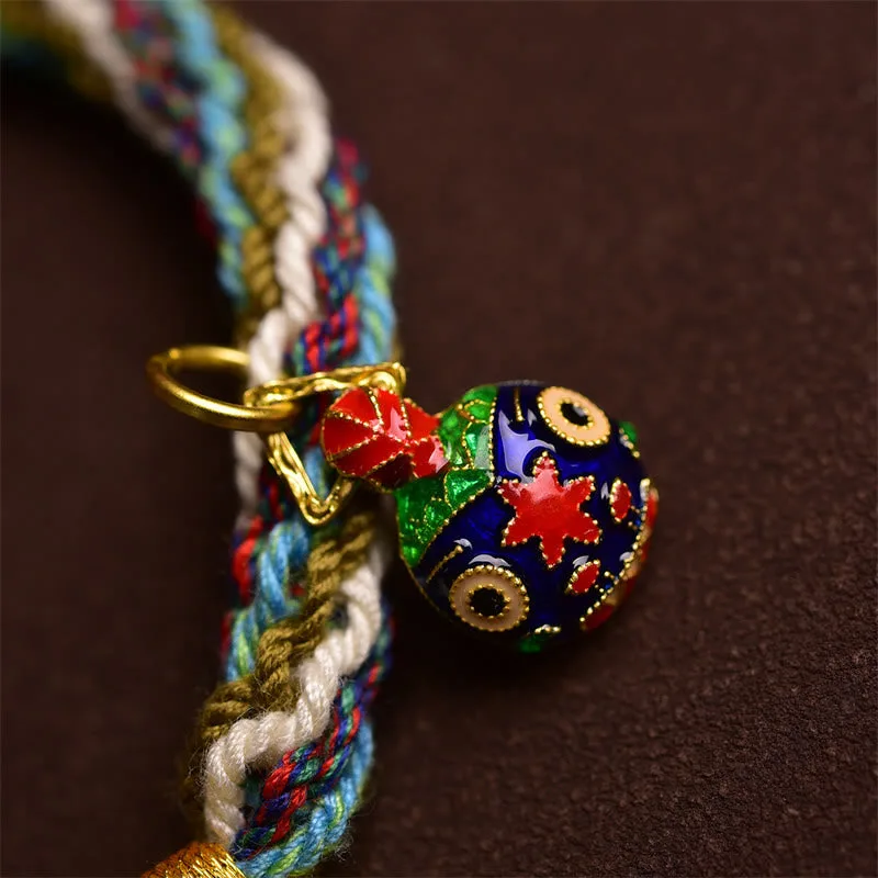 Mythstone Handmade Gold Swallowing Beast Family Healing Reincarnation Knot Braid Bracelet - Image 5