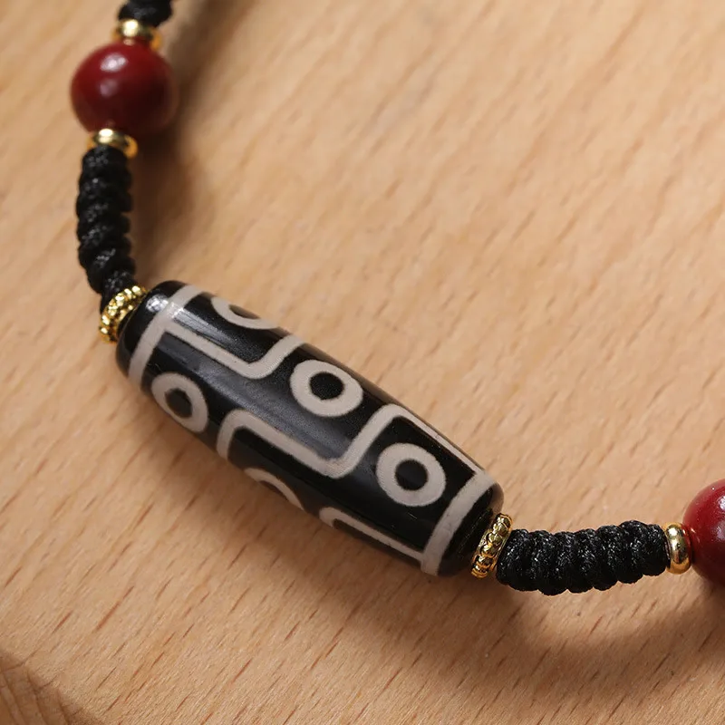 Mythstone Handcrafted Tibetan Nine-eye Dzi Bead Protection Bracelet - Image 4