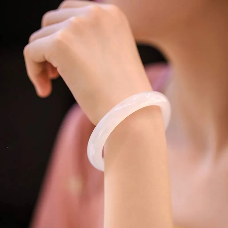 Mythstone Natural Chalcedony Harmony Positive Bracelet Bangle - Image 5