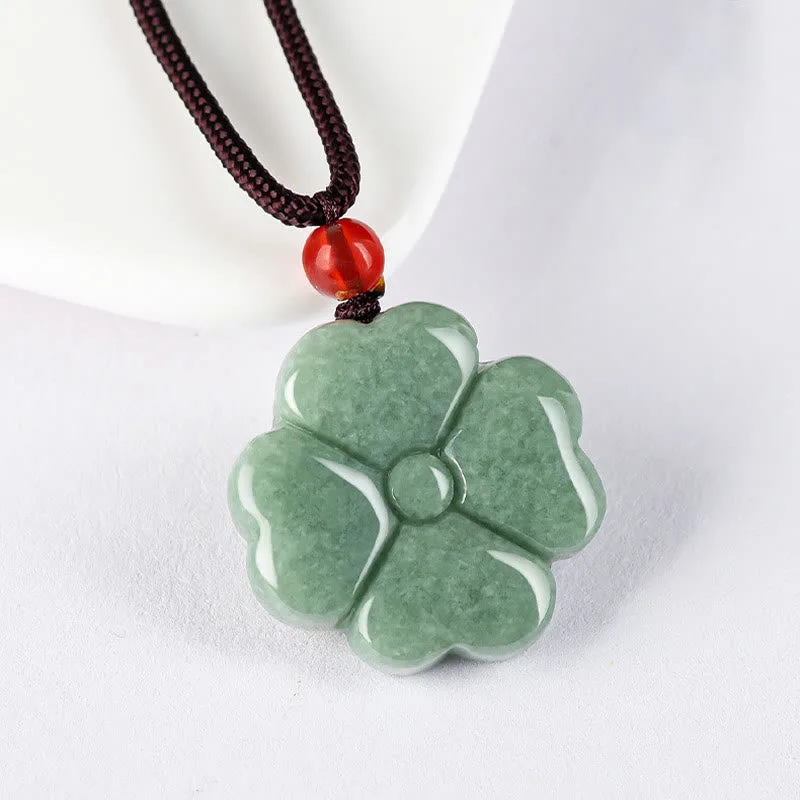 Mythstone Natural Lucky Four Leaf Clover Jade Prosperity Necklace Pendant - Image 8