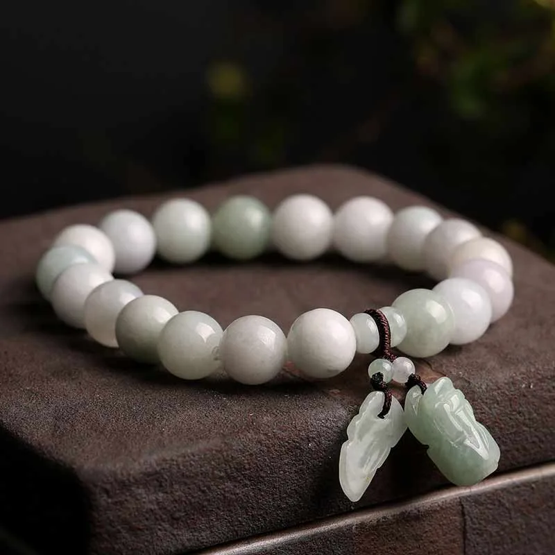 Mythstone Natural Jade Pi Xiu Buddha Gourd Apple Success Bracelet - Image 3