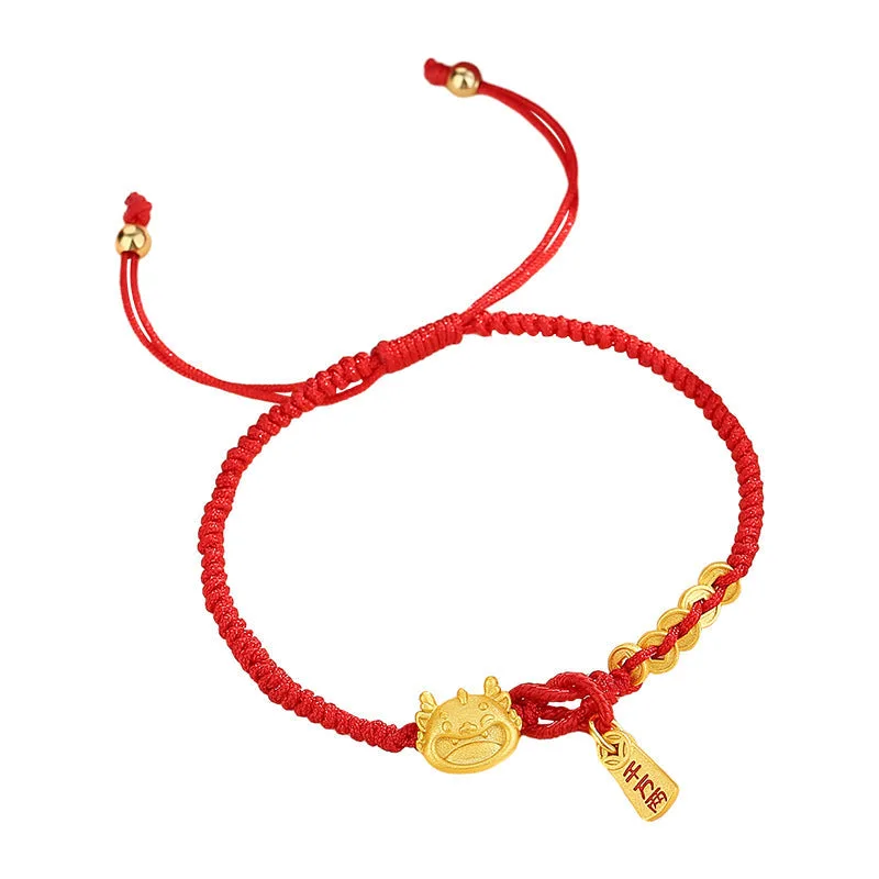 Mythstone Handmade 925 Sterling Silver Year of the Dragon Gold Copper Coin Luck Bracelet - Image 5