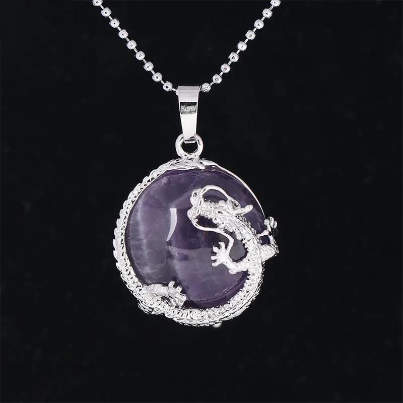 Mythstone Chinese Dragon Natural Quartz Crystal Healing Energy Necklace Pendant - Image 3