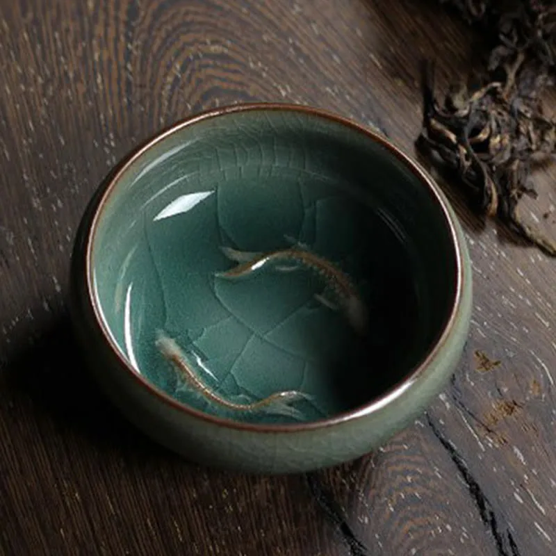 Mythstone Colorful Koi Fish Ceramic Teacup Kung Fu Tea Cup Bowl - Image 10