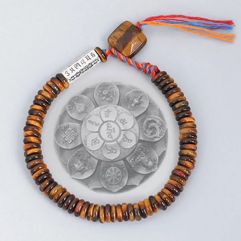 Mythstone Tibetan Tiger Eye Om Mani Padme Hum Protection Power Bracelet - Image 2