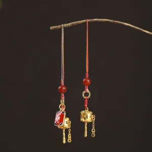 Mythstone Tibetan Om Mani Padme Hum Prayer Wheel Amulet Charm Protection Phone Hanging Decoration