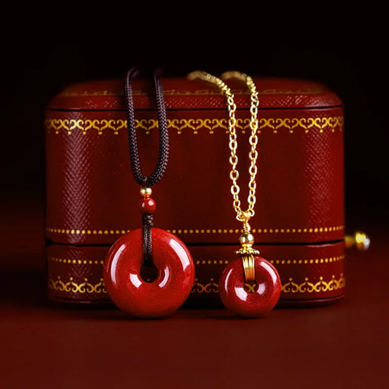 Mythstone Cinnabar Peace Buckle Calm Blessing Necklace Pendant - Image 12