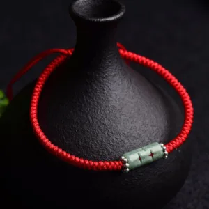 Mythstone Natural Jade Companion Lucky Red String Bracelet