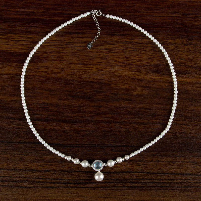 Mythstone Natural Pearl Chalcedony Bead Healing Necklace Pendant - Image 5