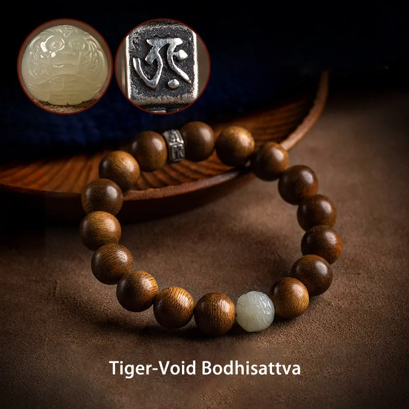 Mythstone Chinese Zodiac Natal Buddha Kalimantan Agarwood Jade 925 Sterling Silver Bracelet - Image 26