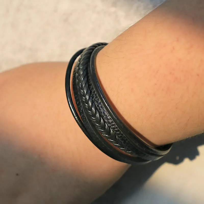 MythStone Natural Lava Rock Black Onyx Bead Leather Bracelet - Image 16