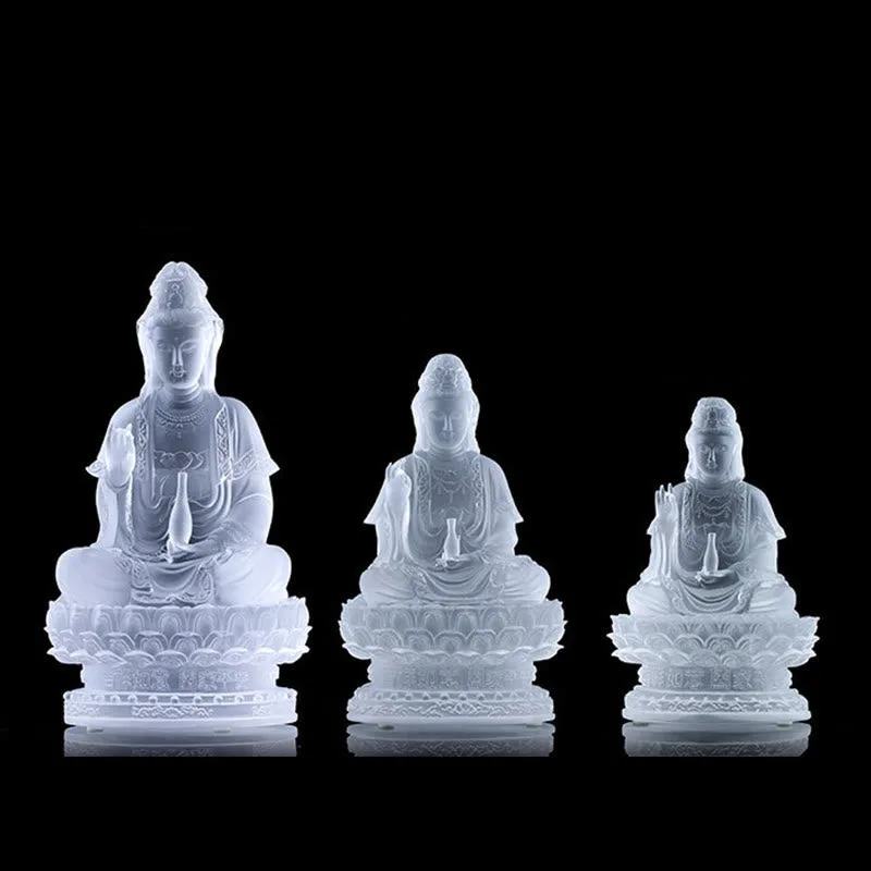 Mythstone Kwan Yin Avalokitesvara Handmade Figurine Liuli Crystal Art Piece Wealth Statue Home Offering Decoration - Image 13