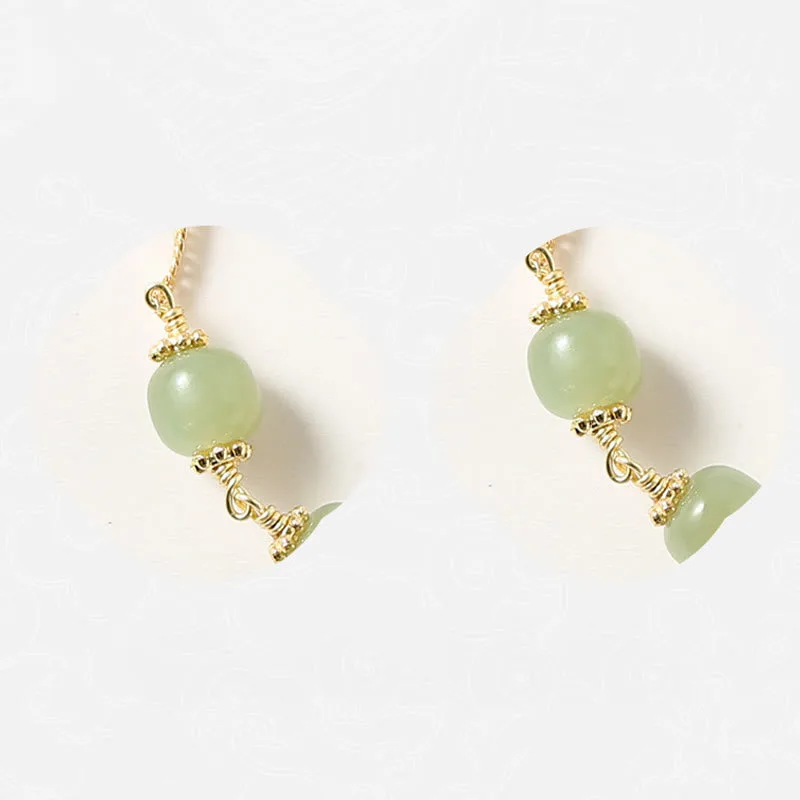 Mythstone 14K Gold Plated Hetian Jade Golden Rose Flower Luck Chain Bracelet - Image 9