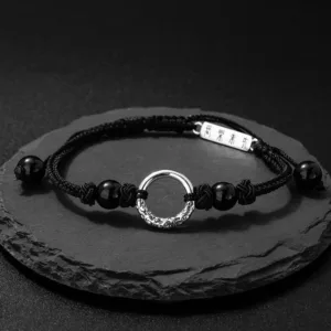 Mythstone 925 Sterling Silver Black Onyx Peace Buckle Protection Bracelet