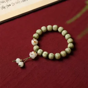 Mythstone Green Bodhi Seed Cat Paw Om Mani Padme Hum Engraved Wisdom Bracelet