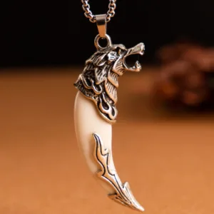 Mythstone Imitation Wolf Tooth Titanium Steel Balance Necklace Pendant