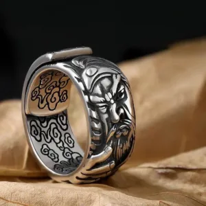 Mythstone Guan Gong Auspicious Clouds Amulet Wealth Ring