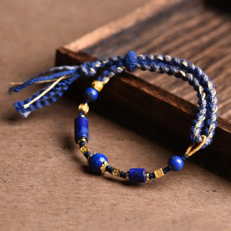 Mythstone Handmade Natural Lazurite Bead Positive Rope Bracelet