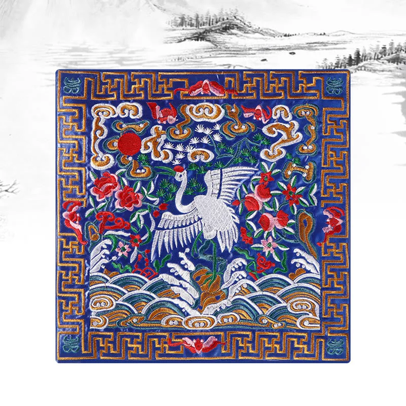 Mythstone Crane Phoenix Dragon Kirin Embroidered Cup Mat Pad Tea Cup Coaster Square Kung Fu Tea Mat - Image 6