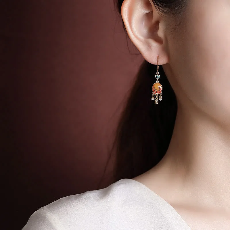 Mythstone 925 Sterling Silver Plated Gold Natural Amber Flower Pearl Confidence Ring Earrings Set - Image 9