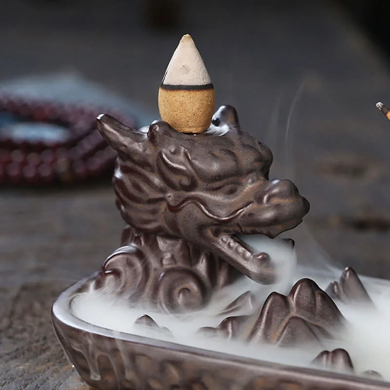 Mythstone Dragon Mountain Strength Ceramic Incense Burner Decoration - Image 5