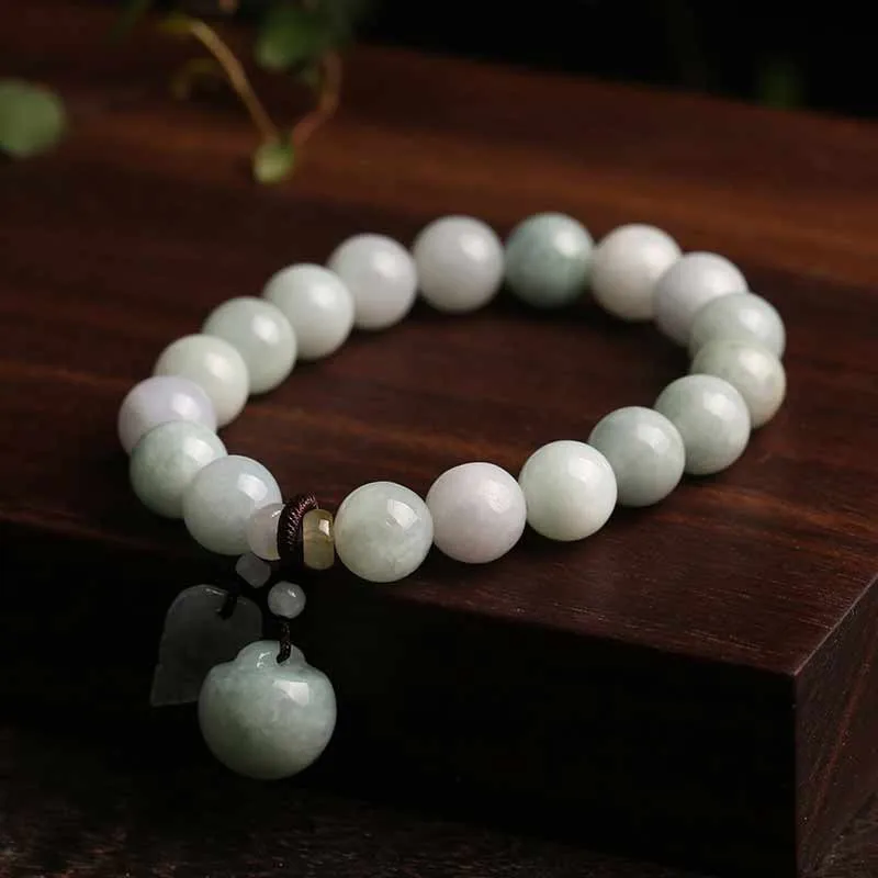 Mythstone Natural Jade Pi Xiu Buddha Gourd Apple Success Bracelet - Image 7