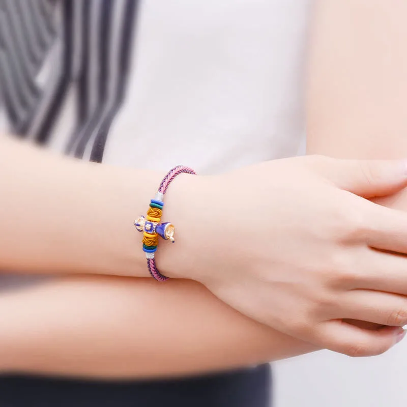 Mythstone Tibetan Handmade Dorje Vajra Strength Eight Threads String Bracelet - Image 5