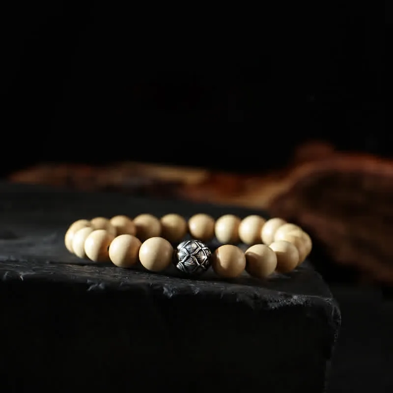 Mythstone Tibet Peach Wood Lotus Cinnabar Bagua Yin Yang Luck Wealth Bracelet - Image 9