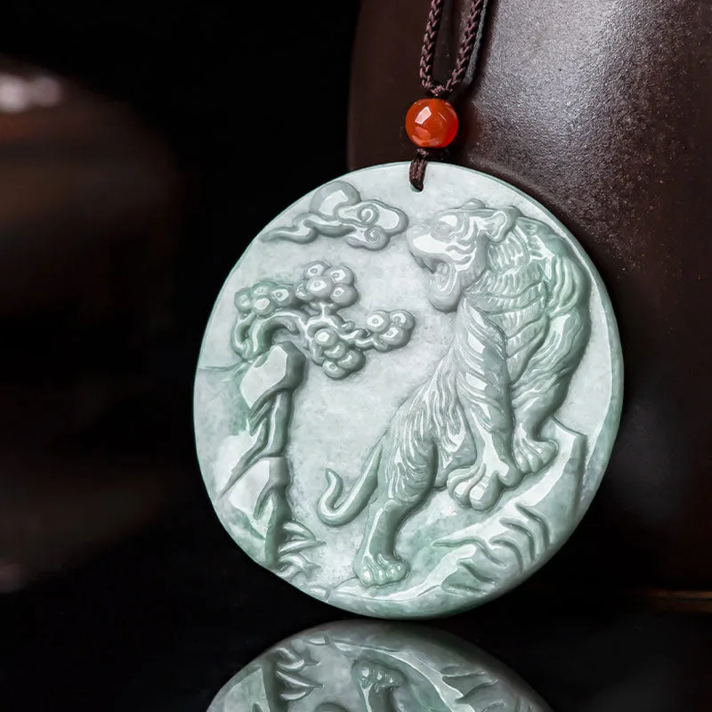 Mythstone Chinese Zodiac Tiger Jade Protection Necklace String Pendant - Image 7