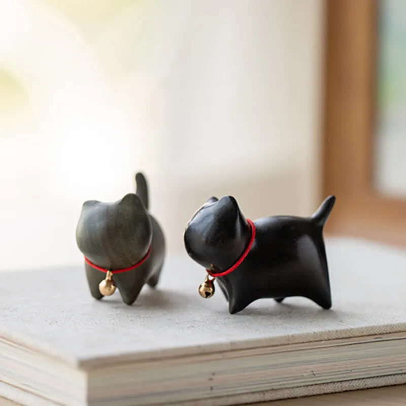Mythstone Green Sandalwood Small Leaf Red Sandalwood Cute Cat Animals Soothing Peace Decorations - Image 19