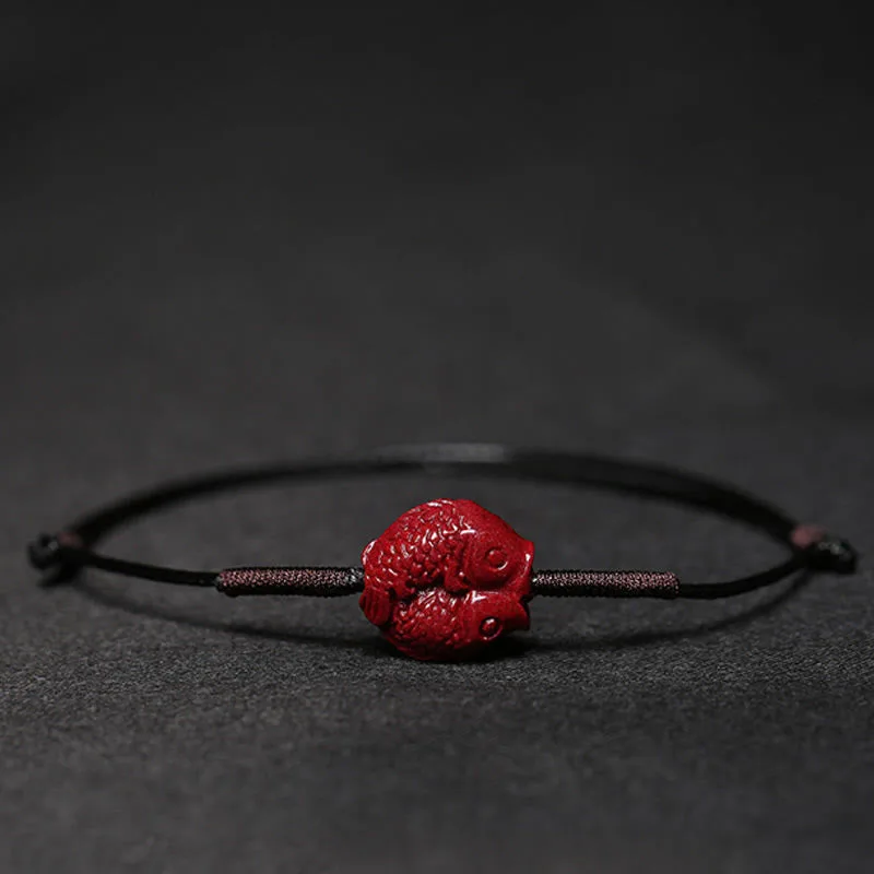 Mythstone - Handmade Plum Blossom Four Leaf Clover PiXiu Lotus Koi Fish Cinnabar Blessing Braid Bracelet - Image 23