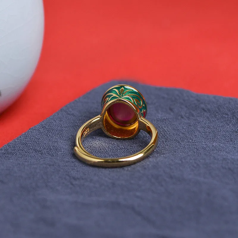 Mythstone 925 Sterling Silver Red Corundum Courage Ring - Image 13