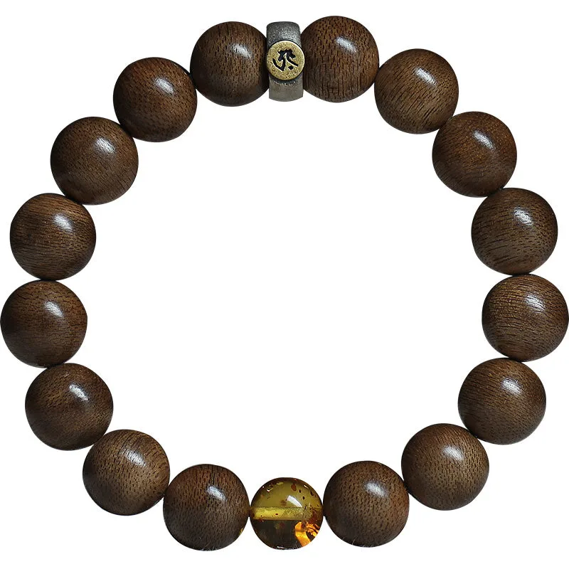 Mythstone Chinese Zodiac Natal Buddha Kalimantan Agarwood Red Agate Amber 925 Sterling Silver Bracelet - Image 19