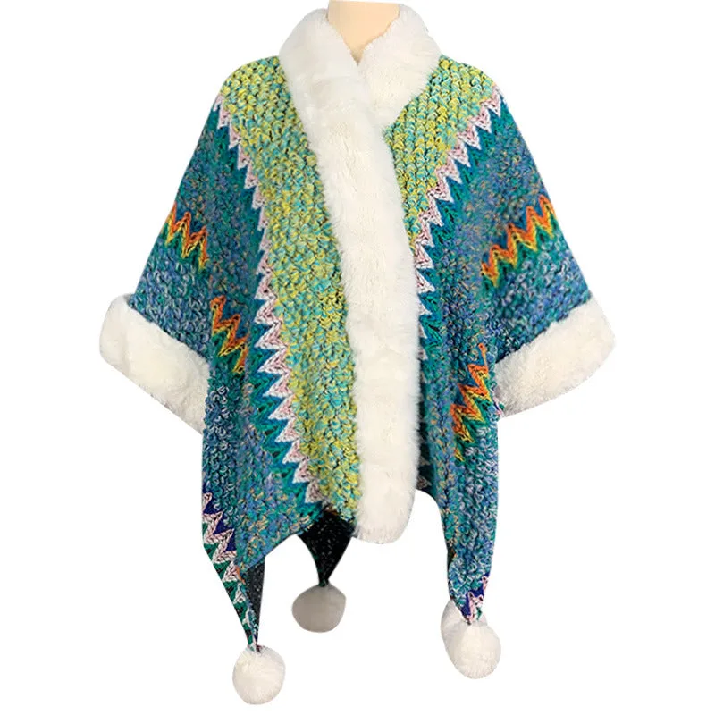 Mythstone Tibetan Multicolored Striped Shawl Winter Cozy Travel Scarf Wrap - Image 20