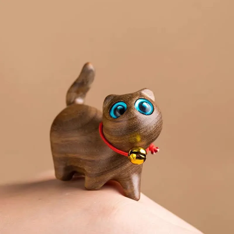 Mythstone Green Sandalwood Small Leaf Red Sandalwood Cute Cat Animals Soothing Peace Decorations - Image 23