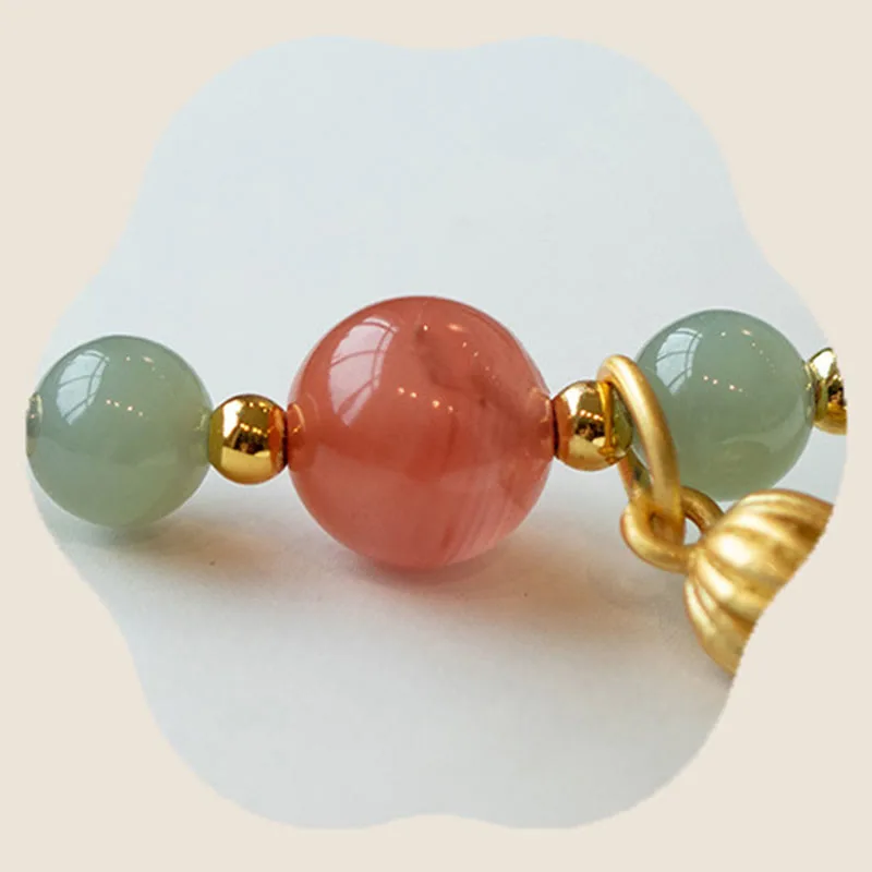 MythStone Red Agate Jade Lotus Confidence Calm String Bracelet - Image 5