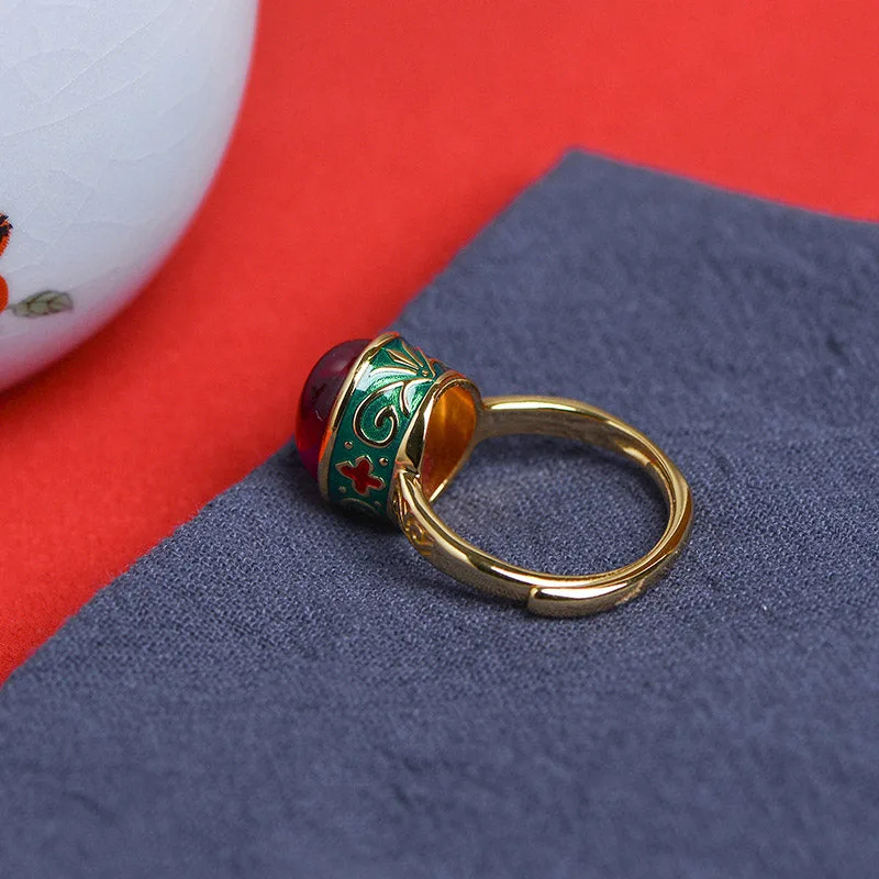 Mythstone 925 Sterling Silver Red Corundum Courage Ring - Image 12