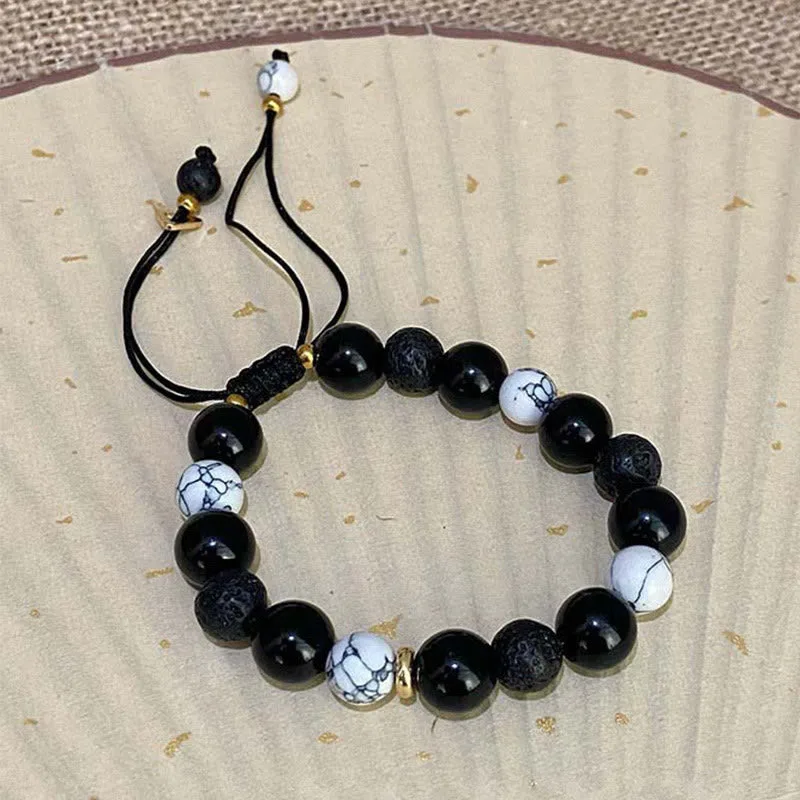 MythStone Black Obsidian Lava Rock Stone Yin Yang Strength Bracelet - Image 9