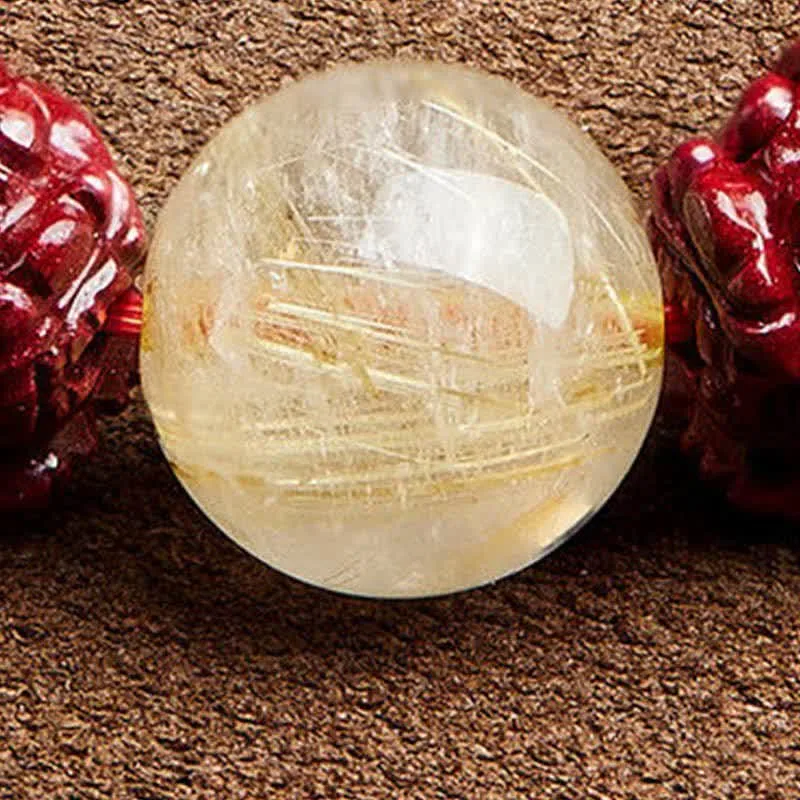 Mythstone Gold Sheen Obsidian PiXiu Cinnabar Om Mani Padme Hum Protection Bracelet - Image 14