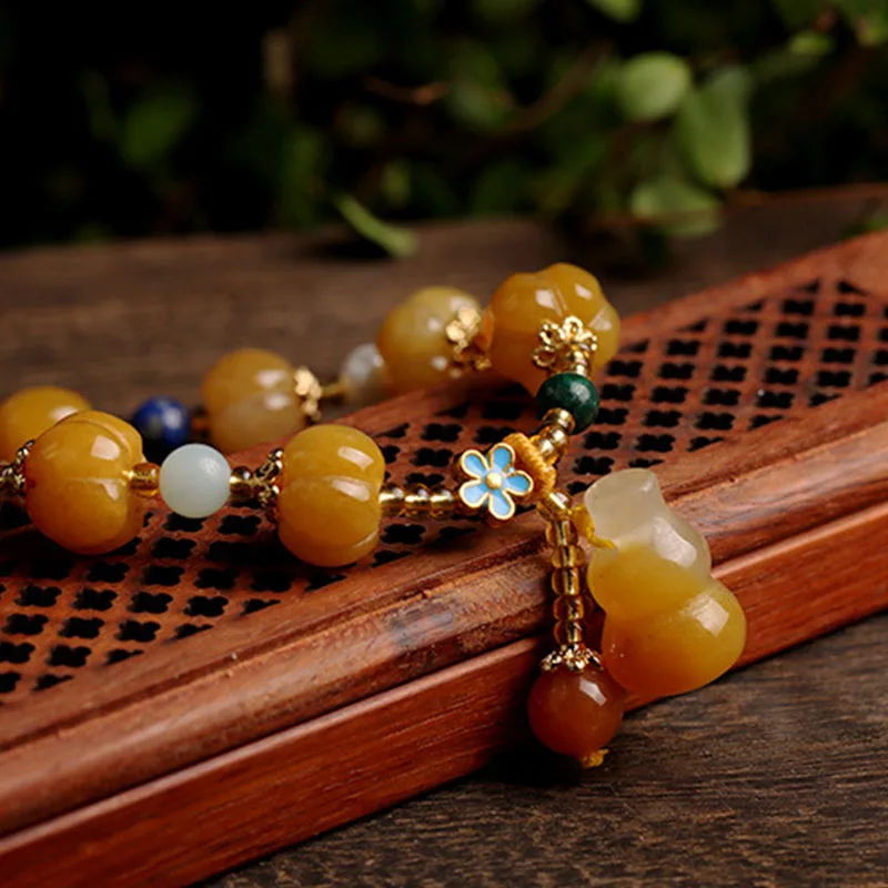 Mythstone Golden Silk Jade Pixiu Wealth Bracelet - Image 2