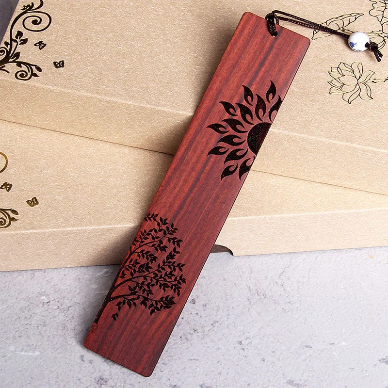Mythstone Sun Tree Ebony Wood Small Leaf Red Sandalwood Bookmarks With Gift Box - Image 6