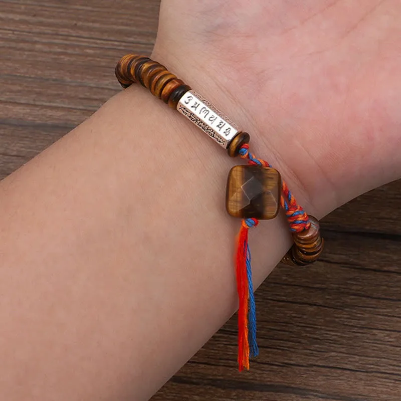 Mythstone Tibetan Tiger Eye Om Mani Padme Hum Protection Power Bracelet - Image 5