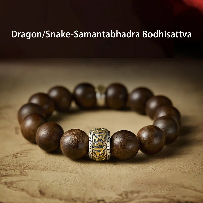 Mythstone Chinese Zodiac Natal Buddha Kalimantan Agarwood Om Mani Padme Hum 925 Sterling Silver Bracelet - Image 9